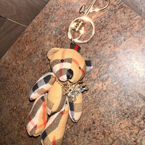 Bear plaid keychain purse accessory